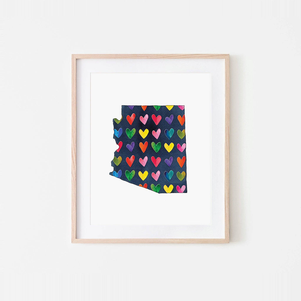 Arizona Hearts Watercolor Art Print