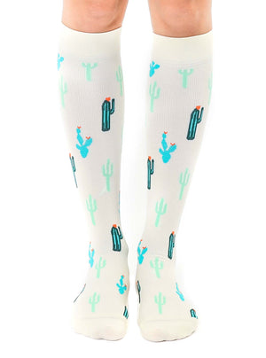 Compression Socks (15-20mmHg) - Cactus - Off-White