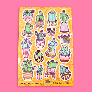 Foil Cacti Planters  Stationery Vinyl Sticker Sheet