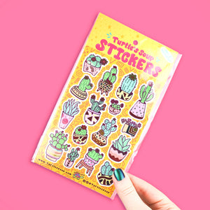 Foil Cacti Planters  Stationery Vinyl Sticker Sheet