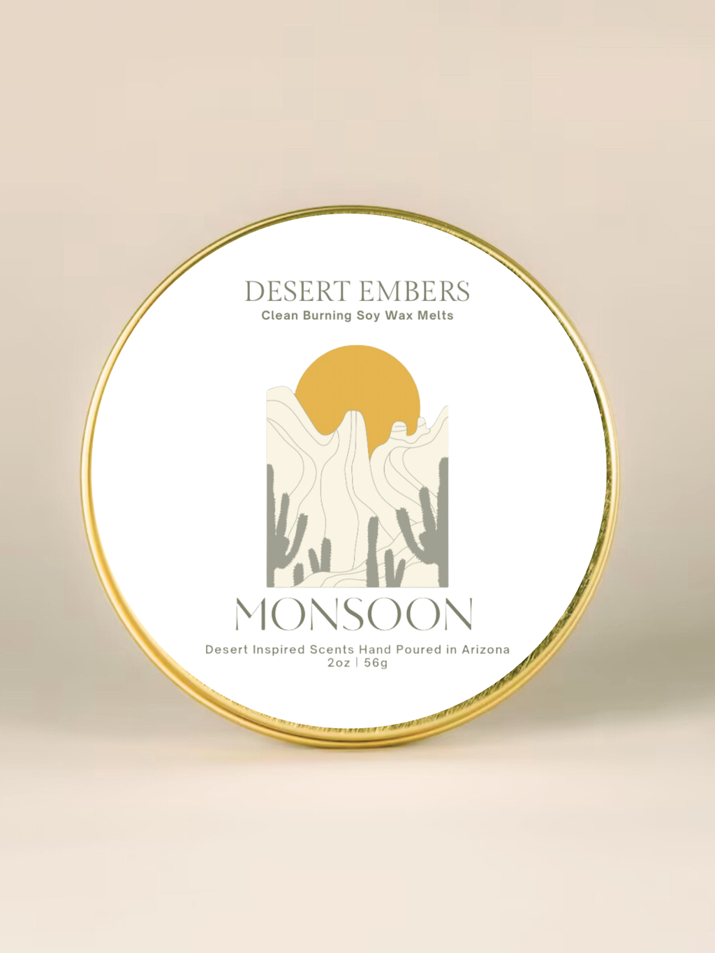 Monsoon Scented Modern Gold Travel-Friendly Candle Tins