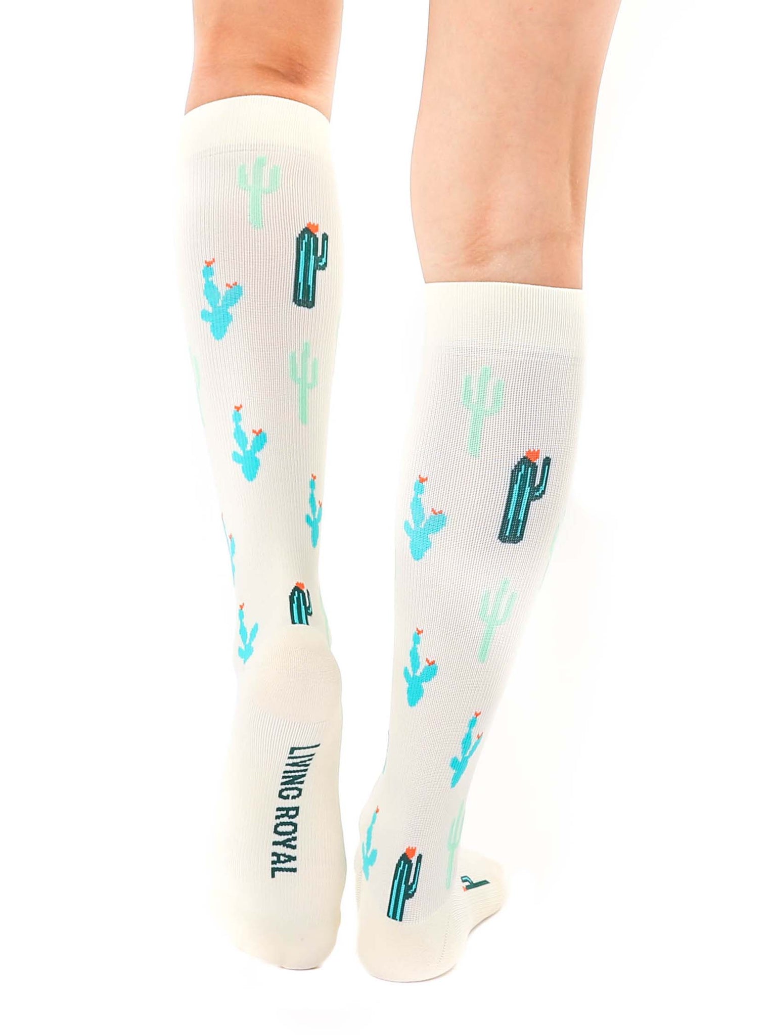 Compression Socks (15-20mmHg) - Cactus - Off-White