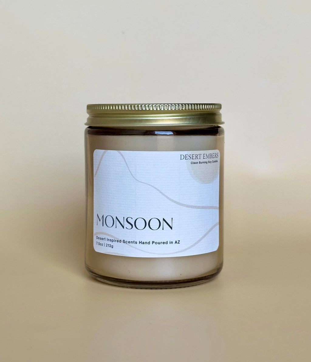 Monsoon Rain Scented Soy Desert Inspired Candle - 7oz