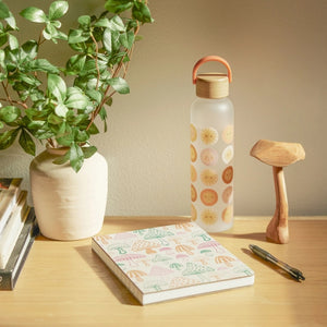 On the Sunny Side Glass Water Bottle w/ Bamboo Lid