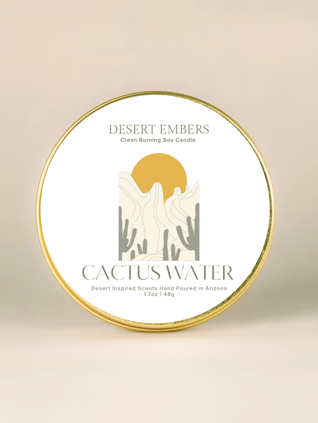 Cactus Water Modern Gold Travel-Friendly Candle Tins 