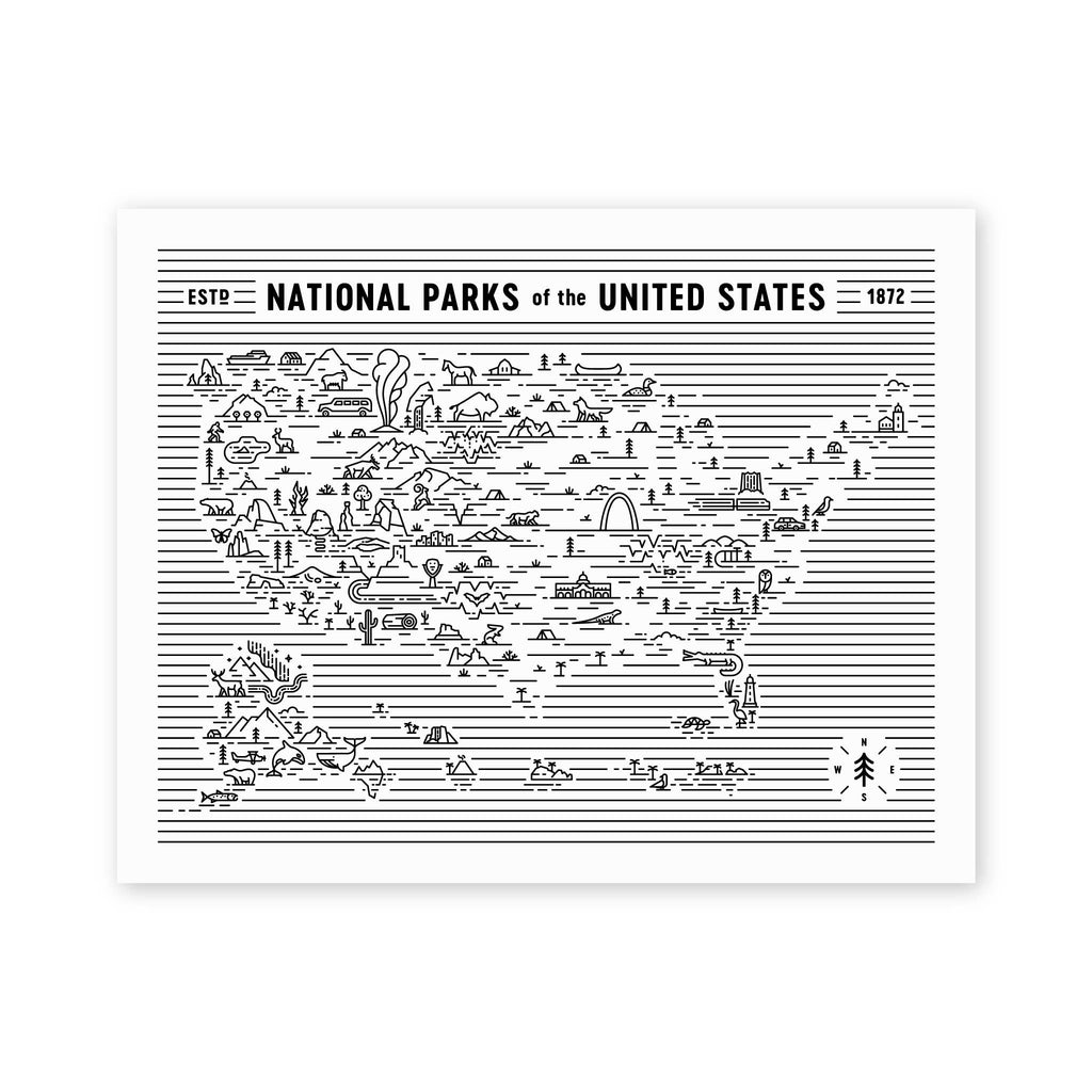 National Parks Map 11x14