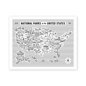 National Parks Map 11x14